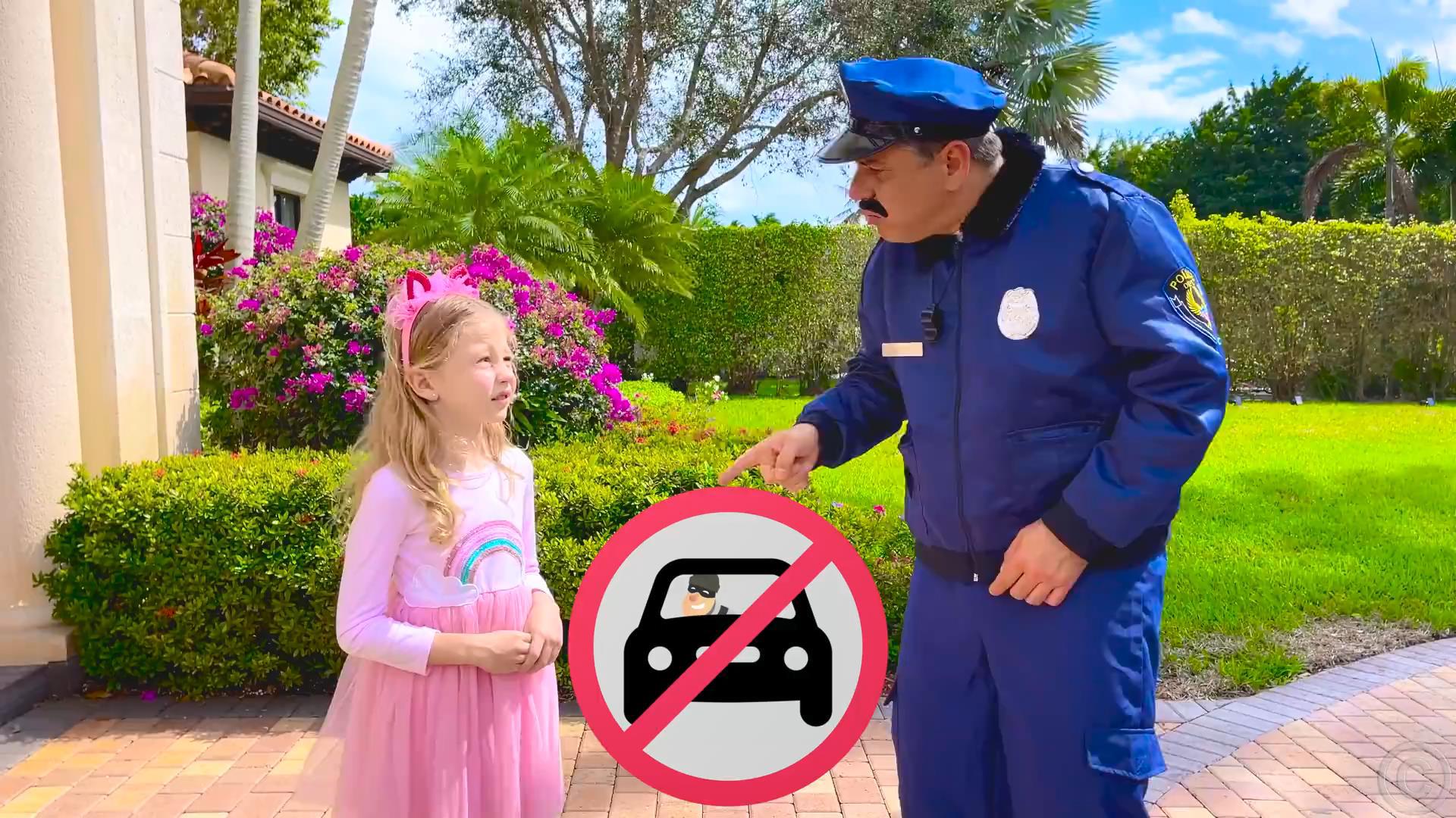 Nastya pretends to play a police chase and learns the safety rules for children